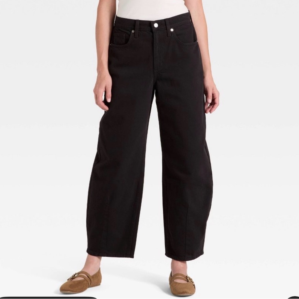 Womens Black Barrel Leg Jeans